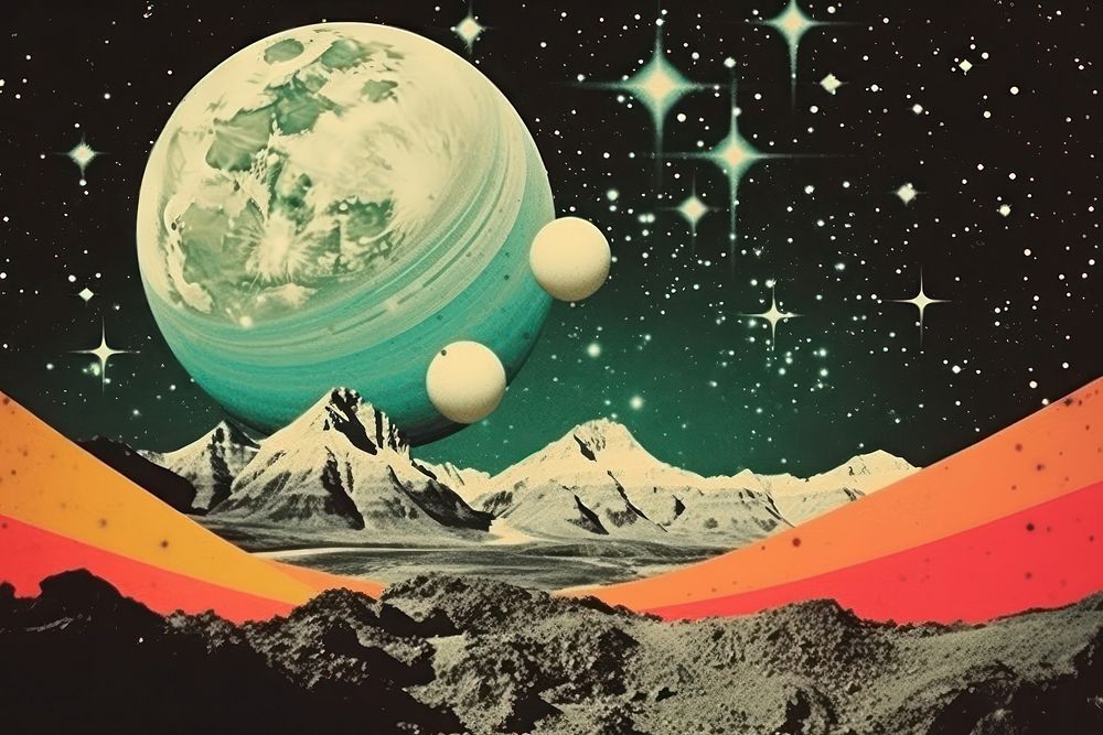 Collage Retro dreamy astrology astronomy outdoors planet.