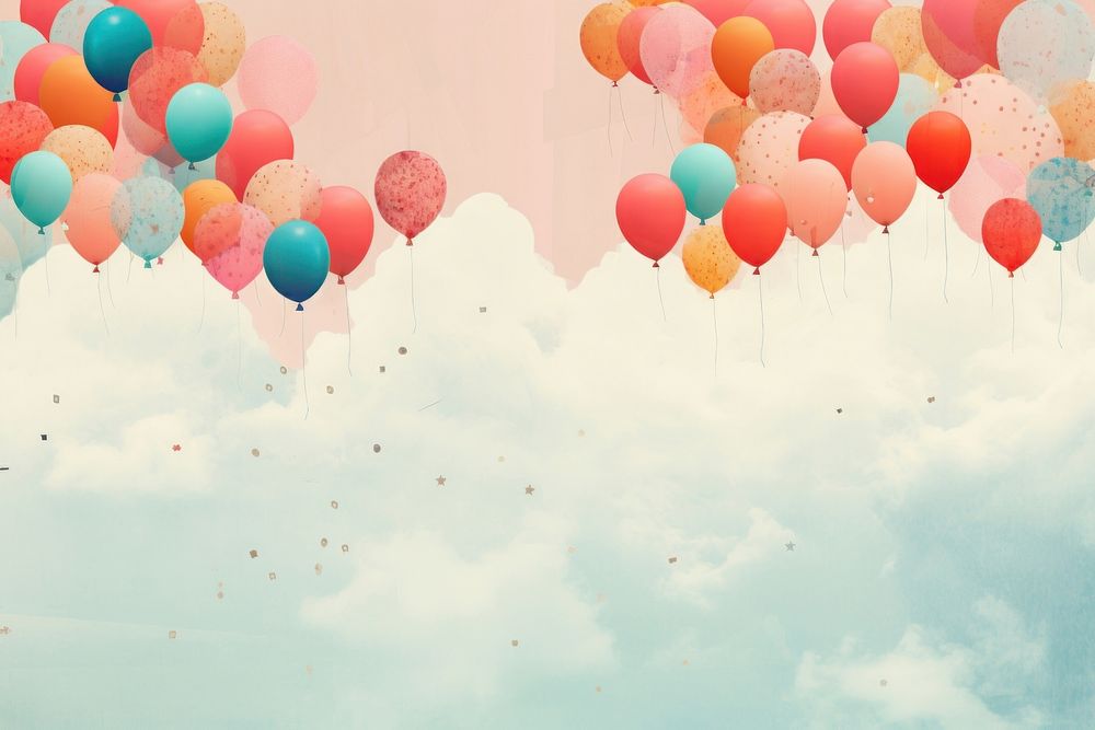 Collage Retro dreamy balloons party fun backgrounds tranquility.