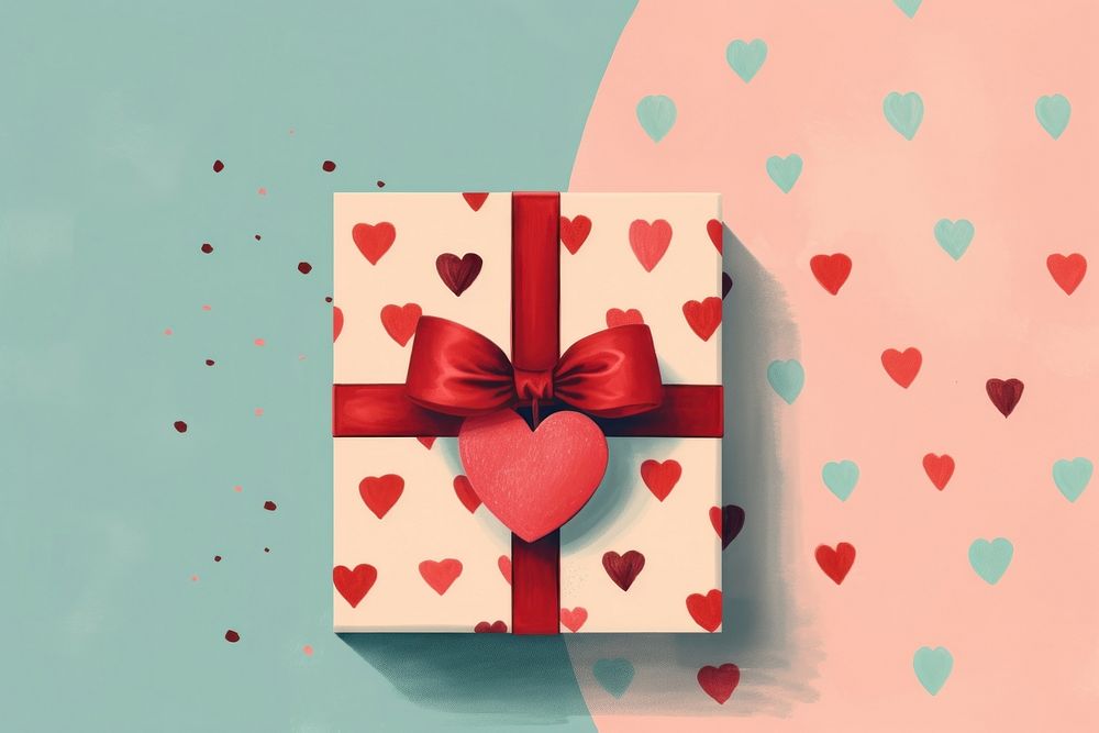 Collage Retro dreamy gift box heart celebration anniversary.