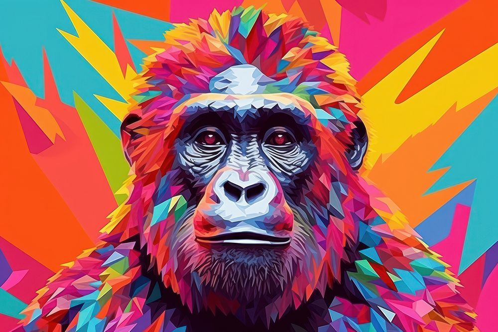 Collage Retro dreamy gorilla ape art wildlife.