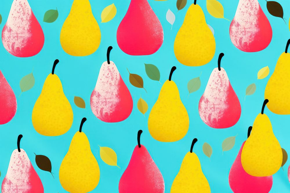 Collage Retro dreamy pear pattern fruit plant food.