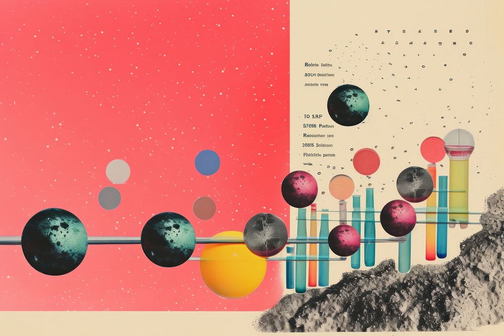 Collage Retro dreamy science art poster advertisement.