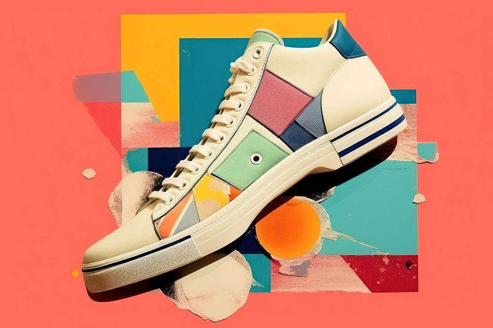 Collage Retro dreamy sneakers art footwear shoe.