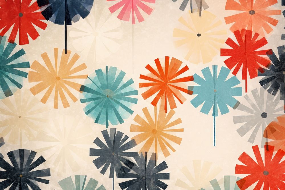 Collage Retro dreamy snowflakes art pattern paper.