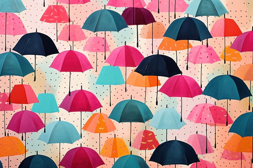 Collage Retro dreamy umbrellas art backgrounds repetition.