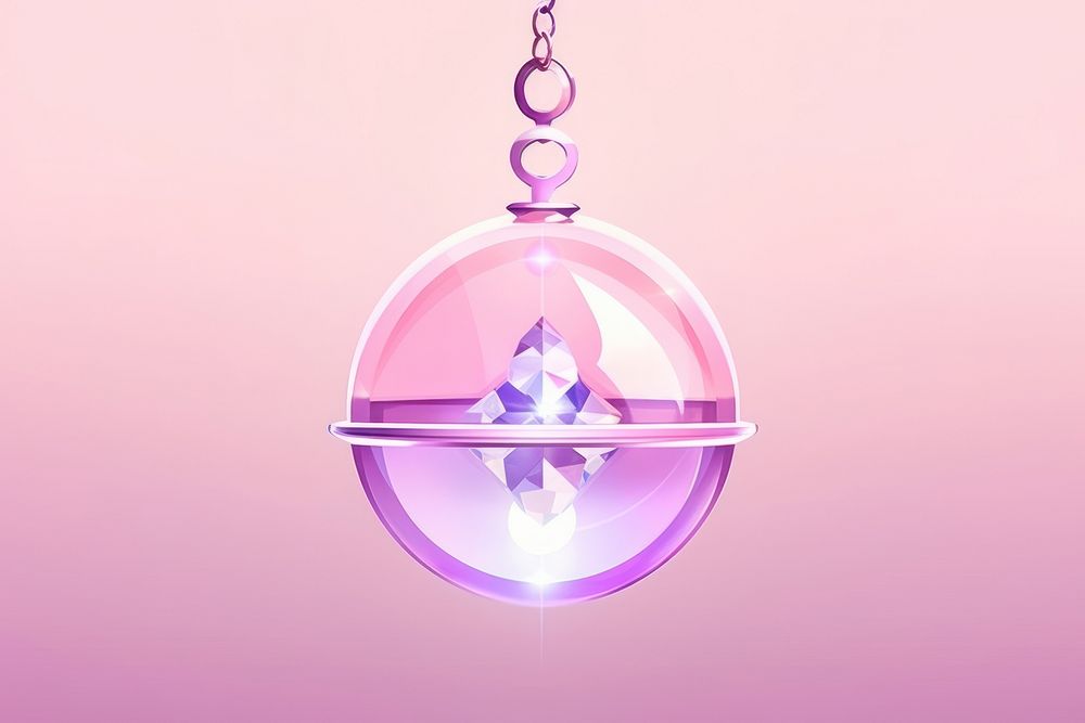 Minimal crystal magic ball bell gemstone jewelry illuminated.