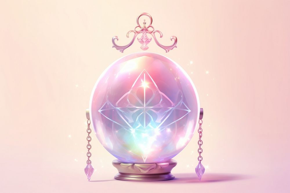 Minimal crystal magic ball bell jewelry illuminated celebration.