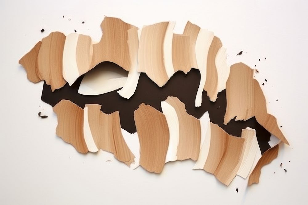 Abstract coffee ripped paper wood art creativity.