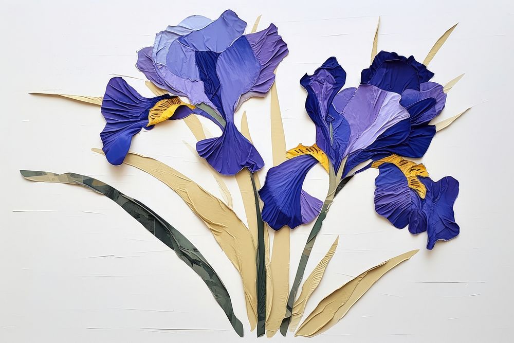 Abstract iris ripped paper flower purple petal.