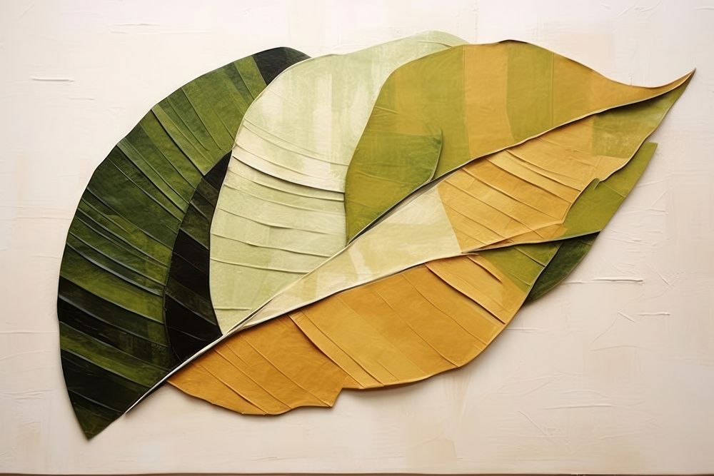 Abstract leaf ripped paper art plant creativity.