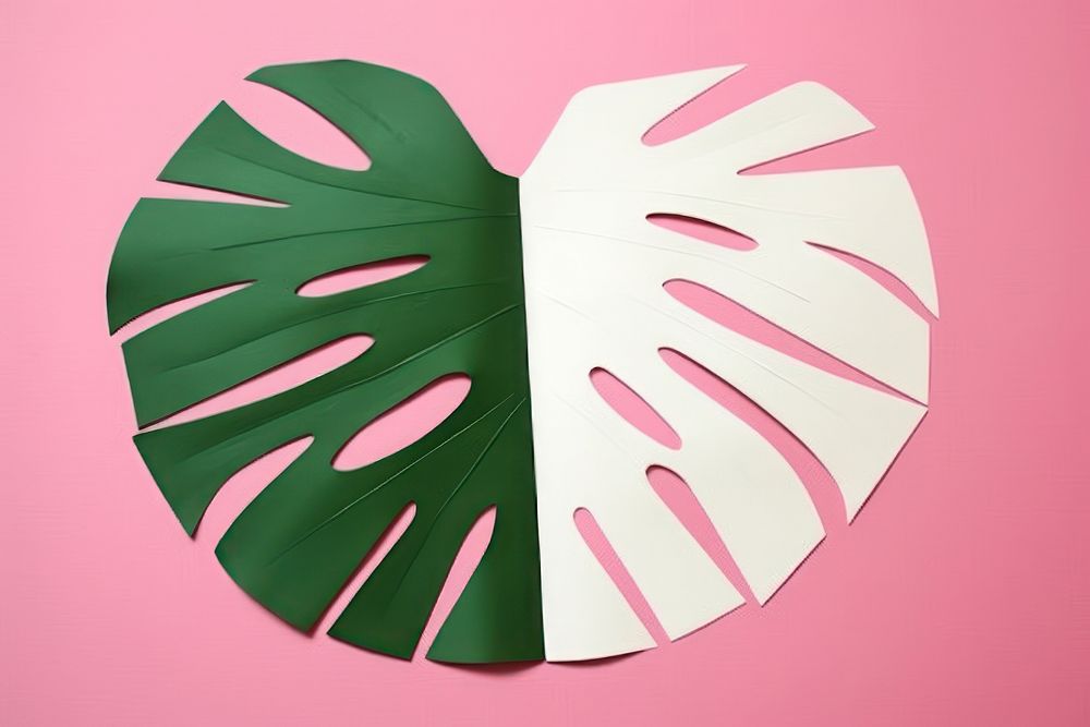Abstract monstera leaf ripped paper art plant pattern.