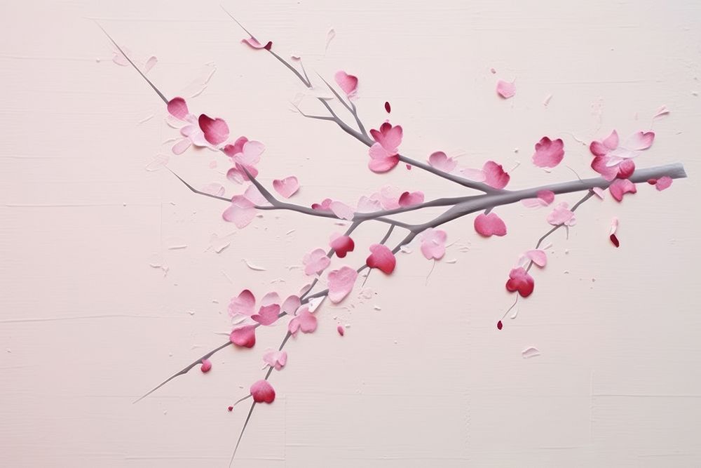 Abstract sakura ripped paper blossom flower plant.