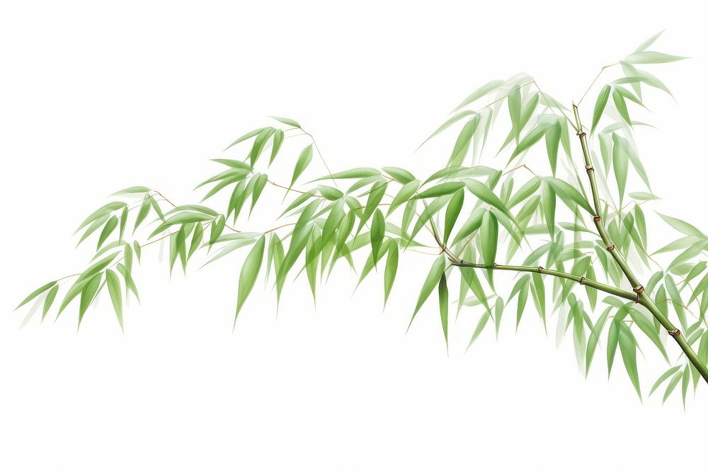 Bamboo tree frame plant leaf white background.