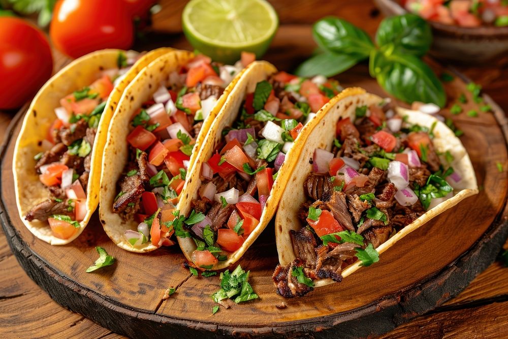 Grilled beef taco table food meat.