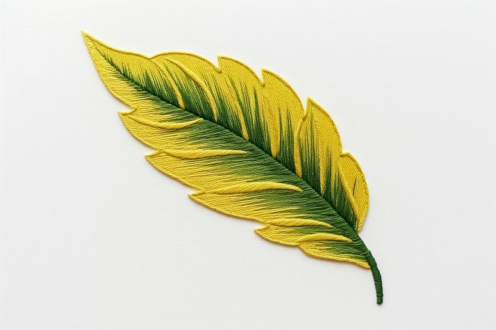 Banan leaf in embroidery style plant nature yellow.