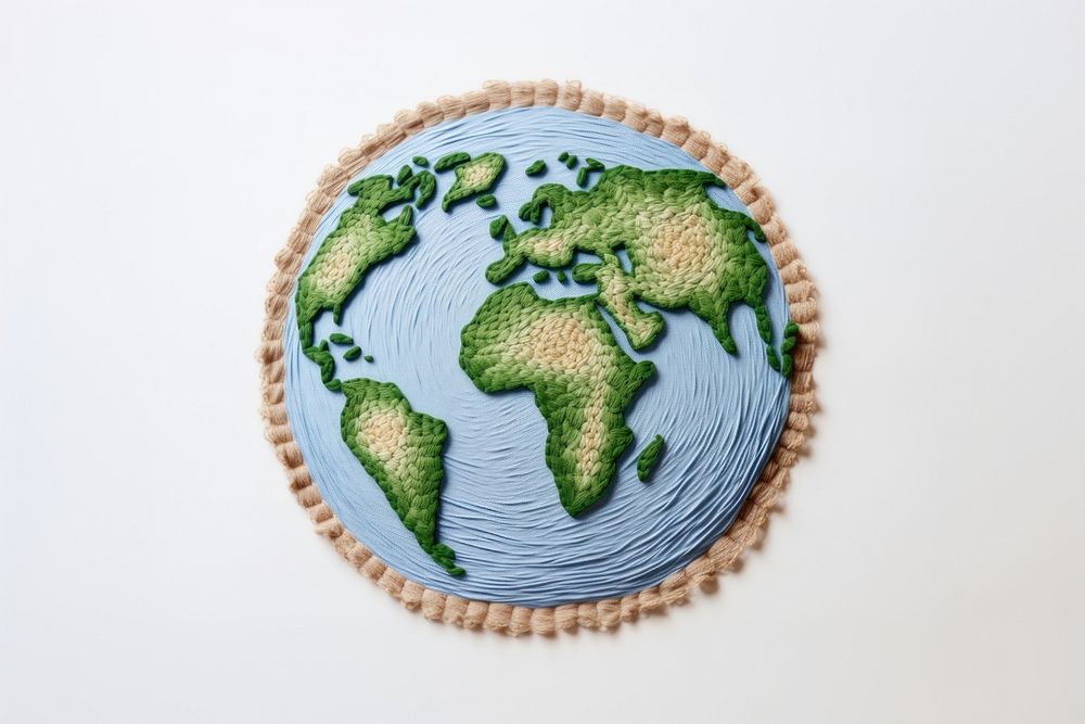 Earth in embroidery style planet globe astronomy.