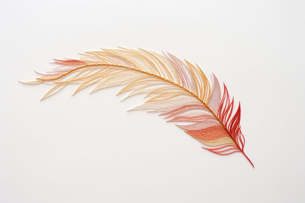 Feather in embroidery style pattern leaf art.