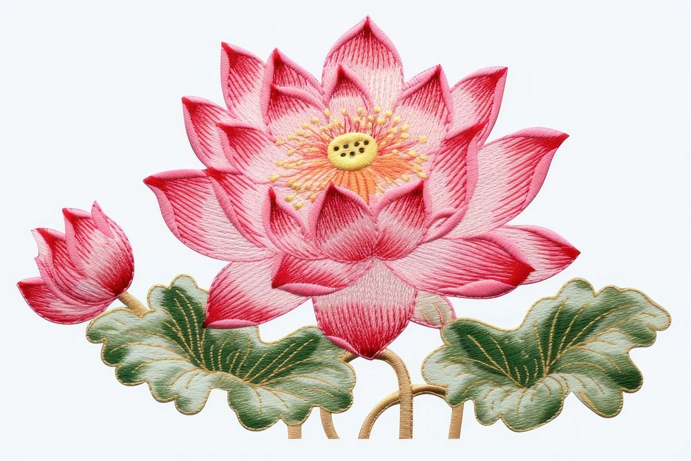 Lotus in embroidery style pattern flower petal.