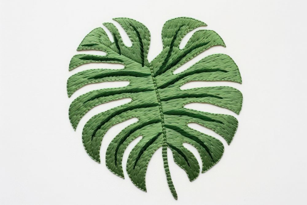 Monstera in embroidery style pattern plant leaf.