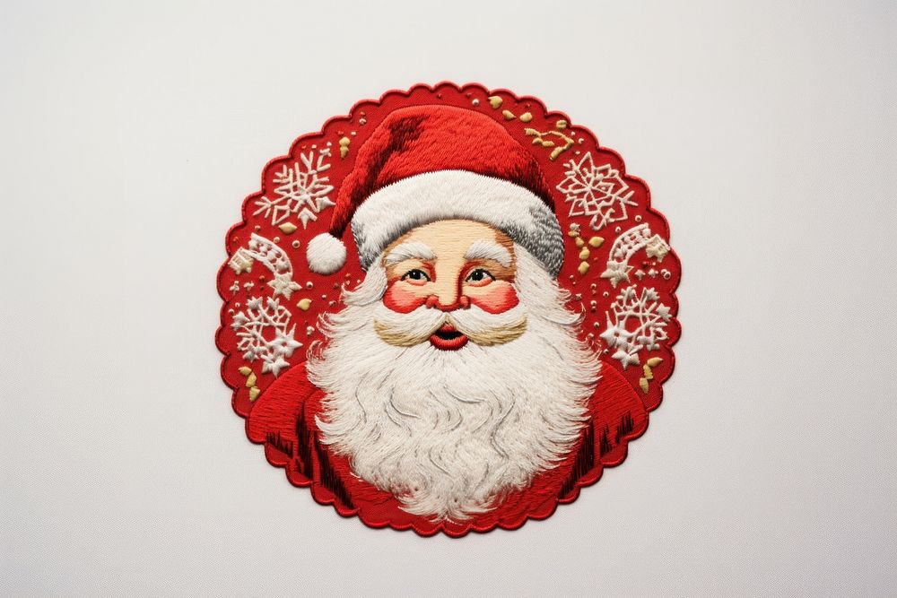 Santa claus in embroidery style pattern art representation.