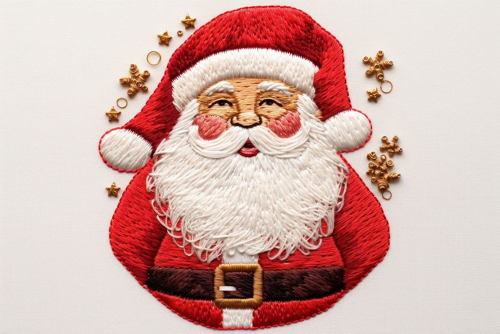 Santa claus in embroidery style pattern representation celebration.