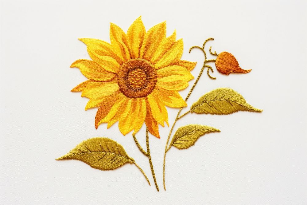 Sunflower in embroidery style pattern plant inflorescence.
