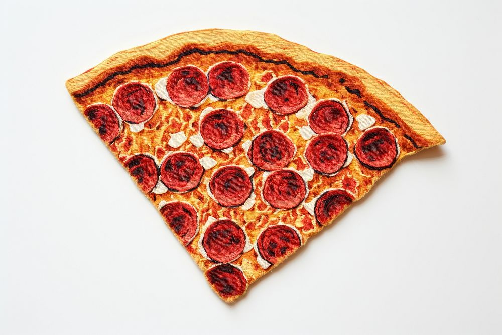 Pizza in embroidery style food accessories pepperoni.
