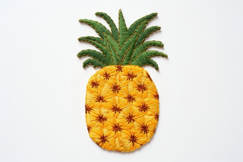 Pineapple in embroidery style fruit plant food.