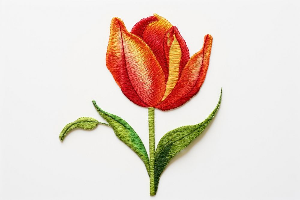Tulip in embroidery style pattern flower petal.