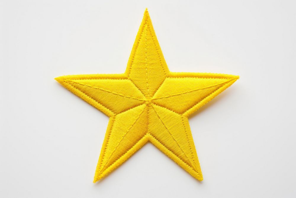 Yellow star in embroidery style symbol simplicity echinoderm.