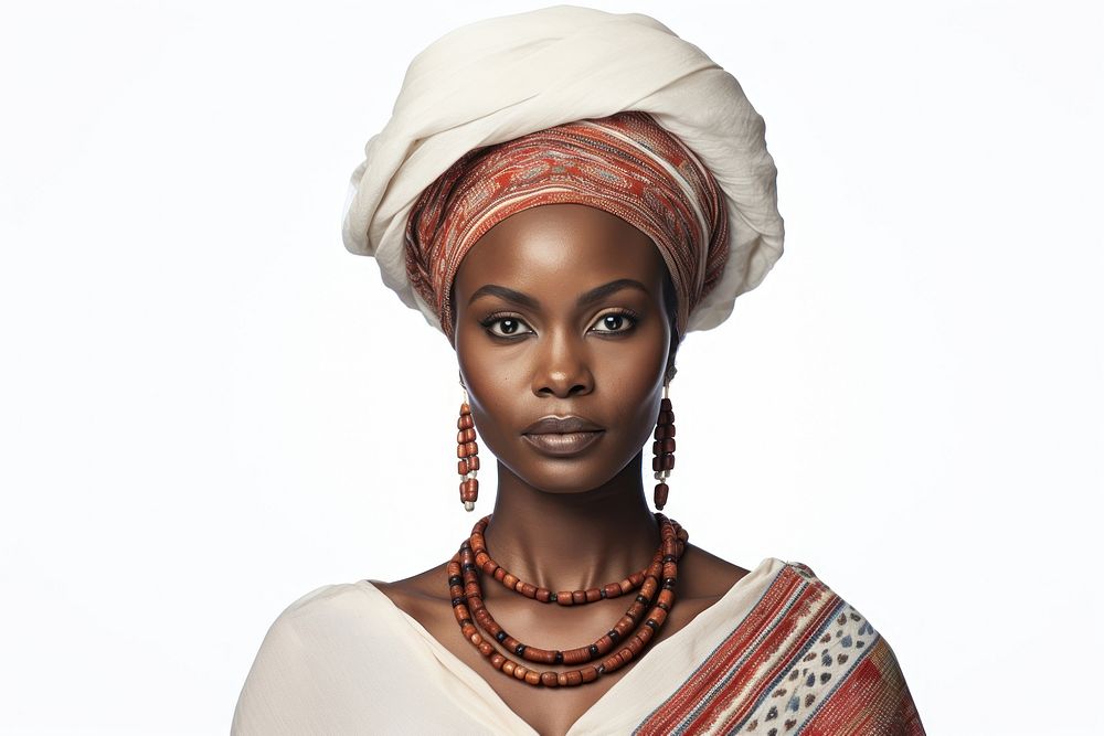 African woman necklace portrait jewelry.