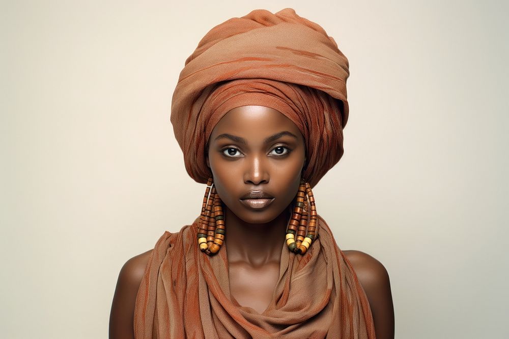 African woman portrait turban adult.