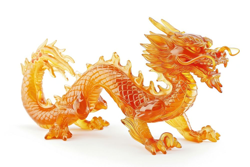 A chinese dragon crystal animal white background representation.