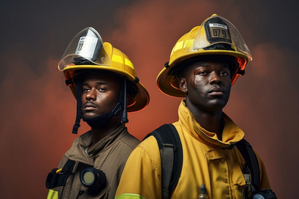 Afican American firefighter are working hardhat helmet adult.