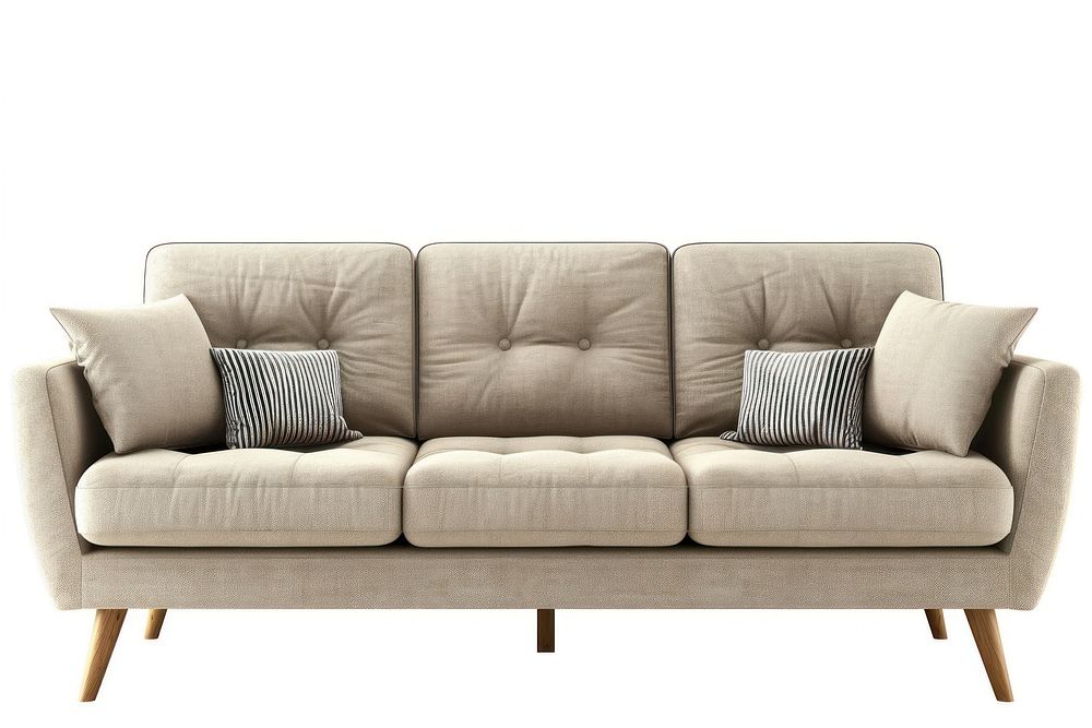 Beige sofa scandinavian style furniture cushion pillow.