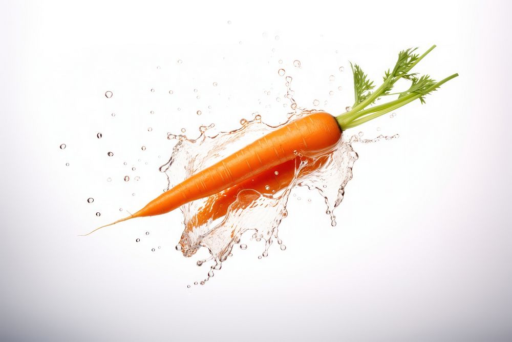 Carrot slide with splash vegetable plant food.
