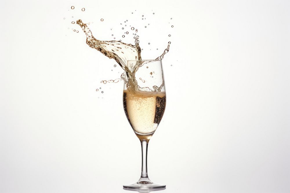 Champange glass with splash cocktail drink wine.
