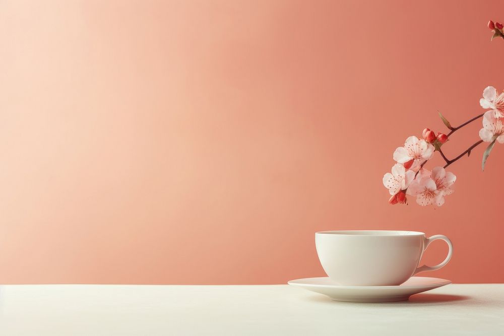 China cup of tea saucer flower coffee.