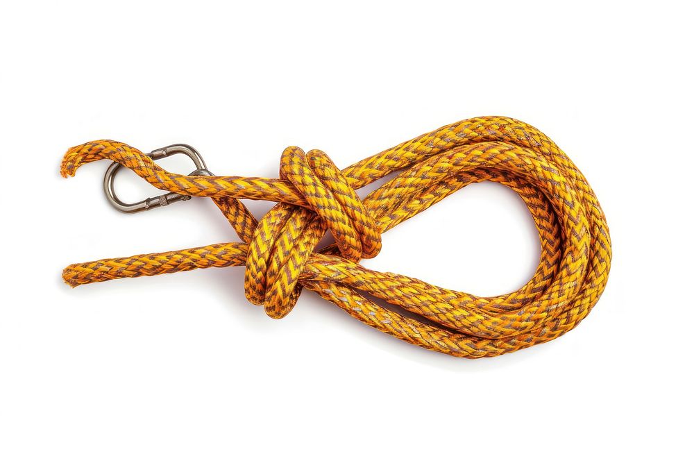 Climbing Rope with Carabiner Knot knot rope white background.