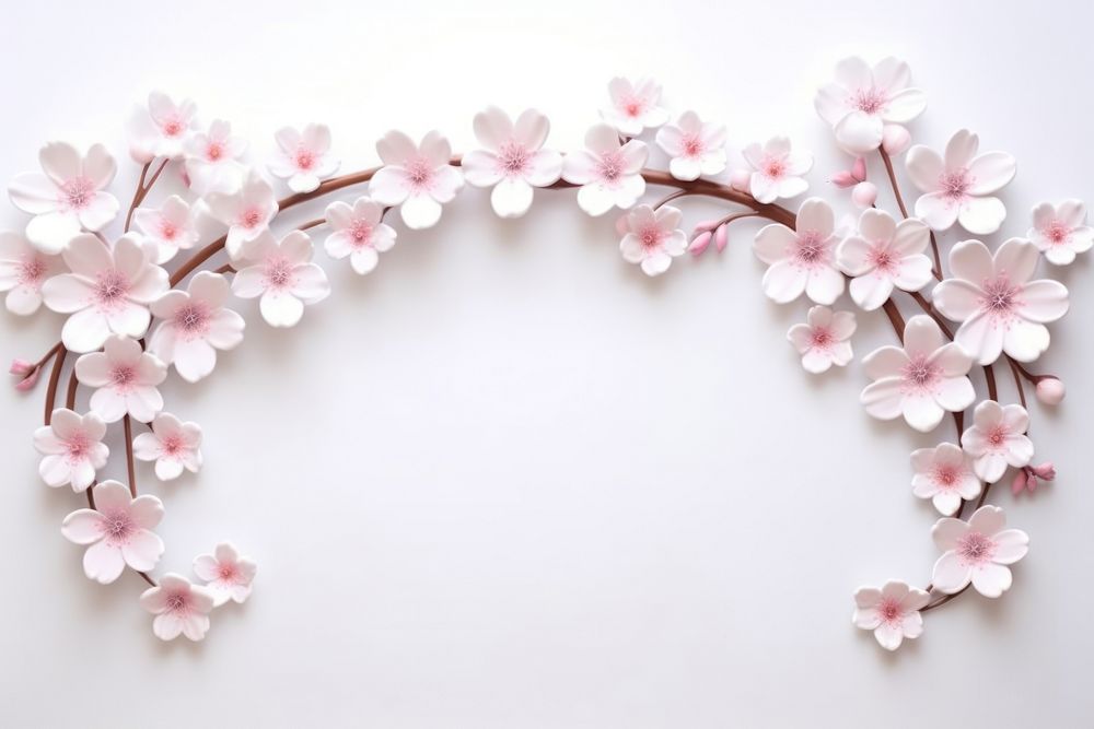Pink cherry blossom flowers frame decoration petal plant.