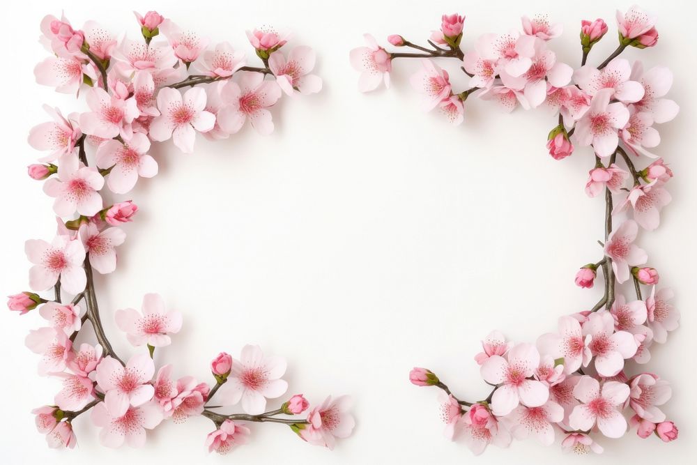Pink cherry blossom flowers frame backgrounds petal plant.