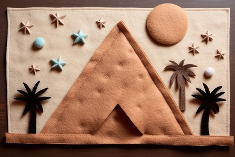 Desert with pyramid on night pattern art confectionery.