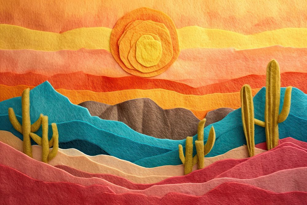 Photo of felt desert on sunset art tranquility creativity.