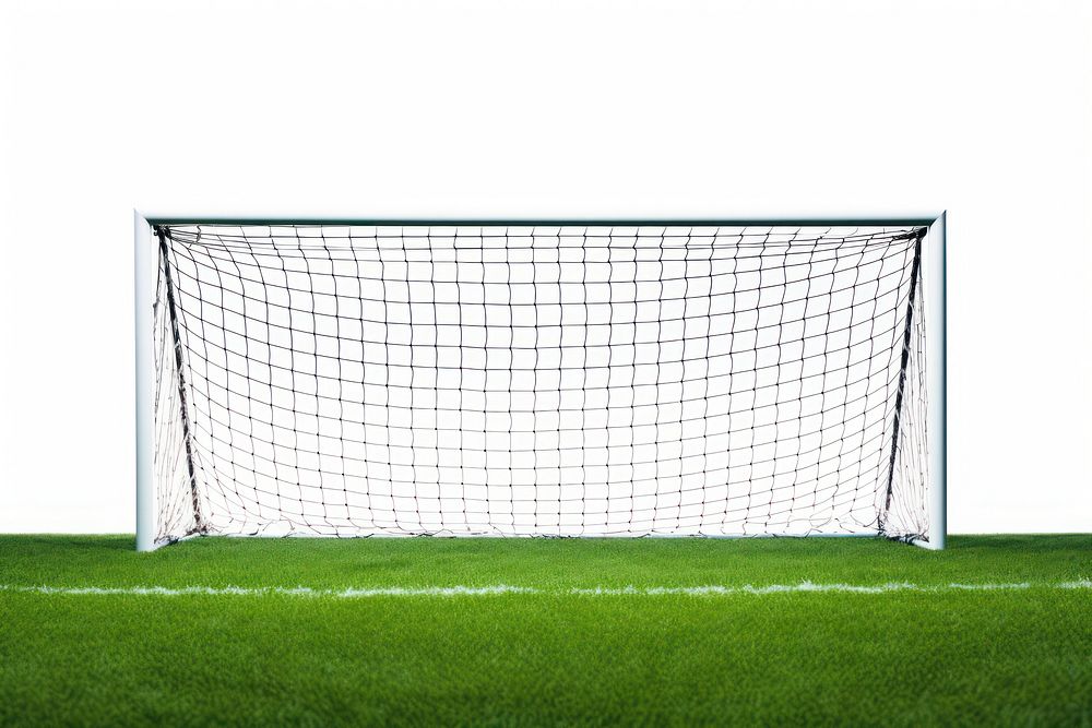 Football goal with green grass football stadium sports.