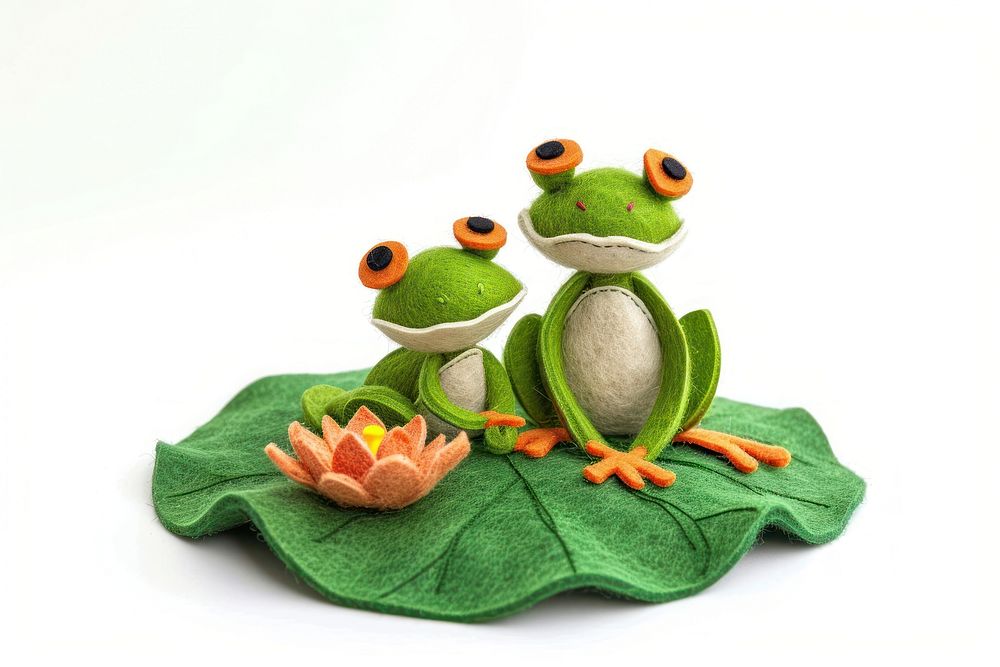 Frog dance on lotus leaf amphibian animal representation.