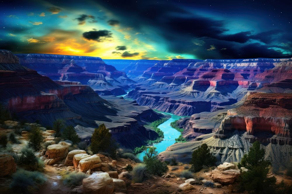 Grand canyon landscape view outdoors nature night.
