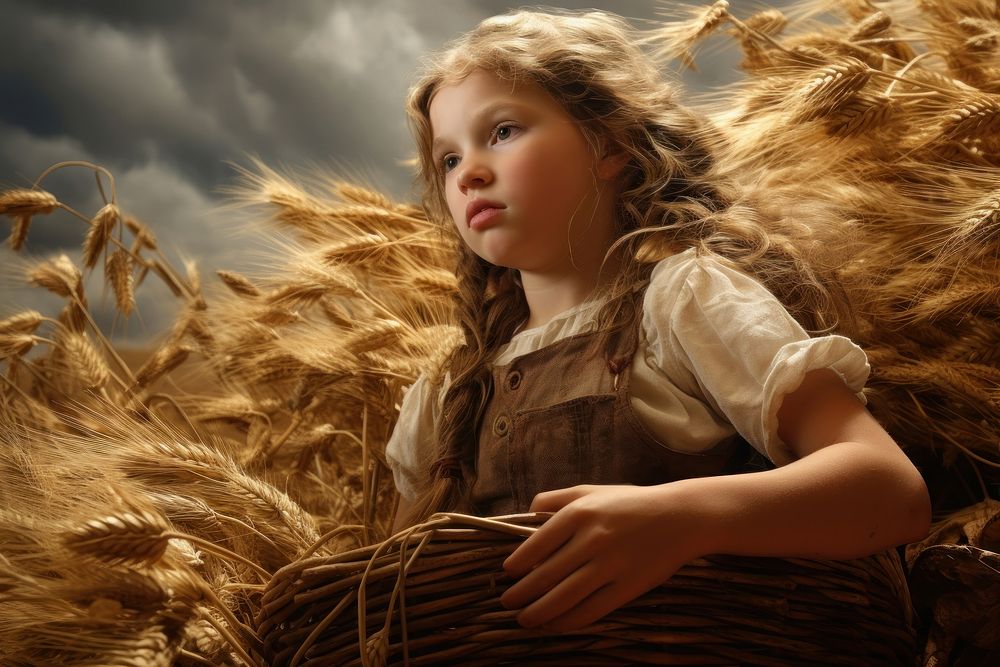 Harvest portrait child wheat.