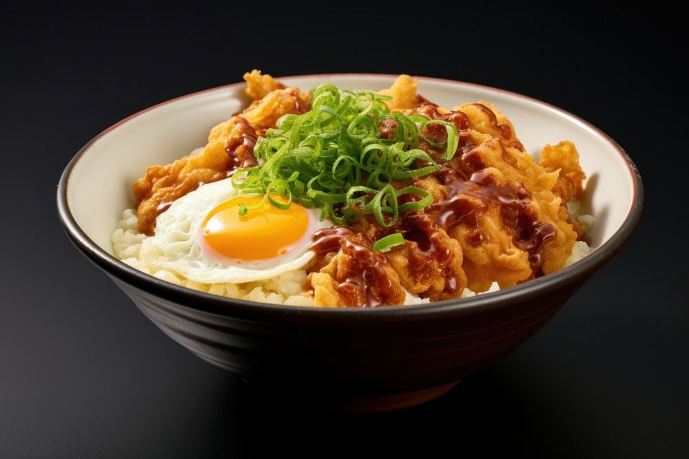 Katsudon meal food bowl.