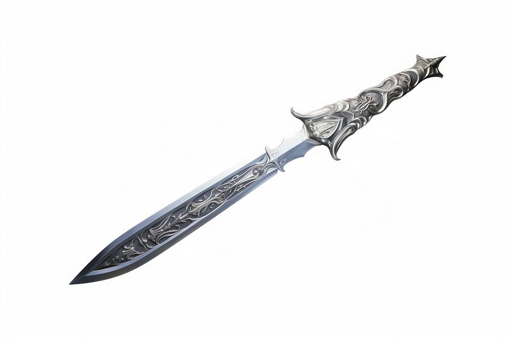 Minimal silver weapon blade knight dagger knife sword.
