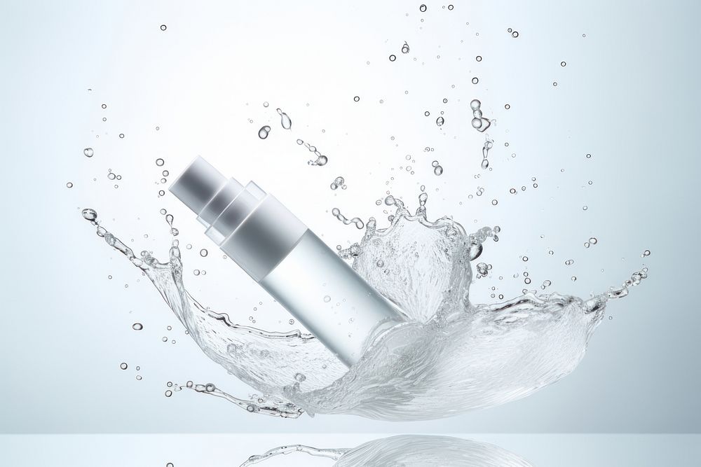 Minimal Skincare bottle with splash cosmetics splashing impact.